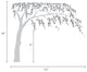 Weeping Willow Tree Decal With Cherry Blossoms, Scheme A, Standard + 15" Ext
