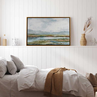 "Lakeside Afternoon Delight" - A Tranquil Waterscape for Refined Interiors