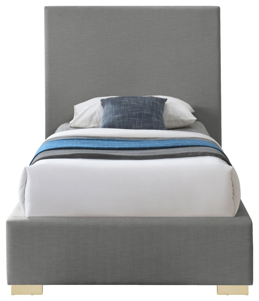 Crosby Linen Upholstered Bed, Gray, Twin