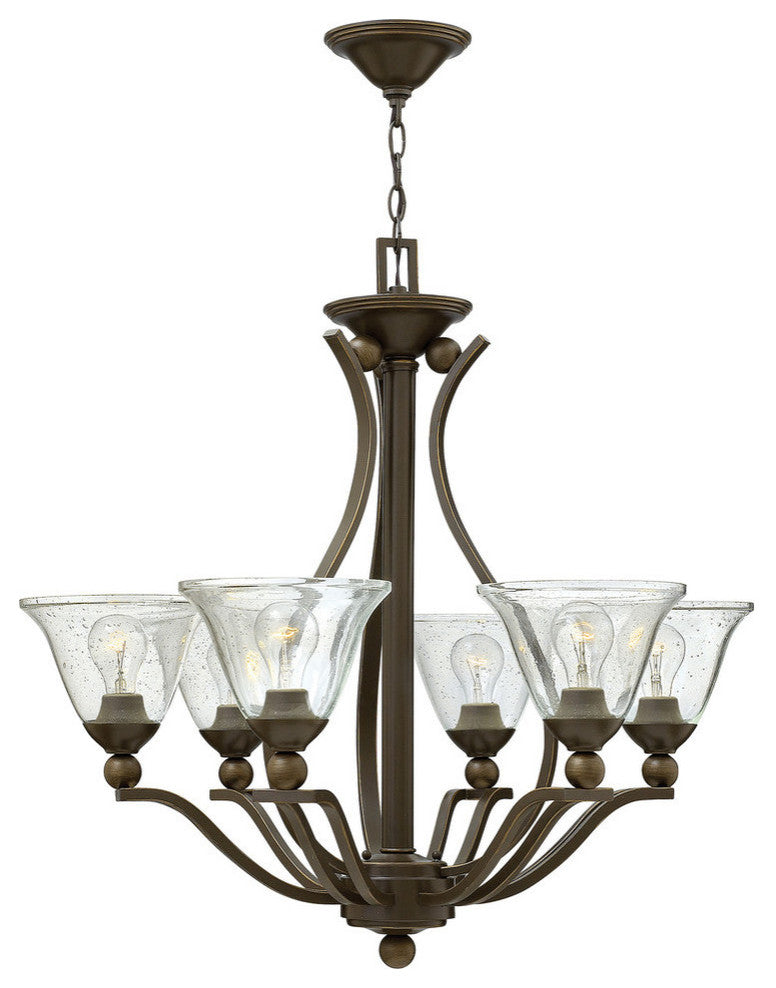 Hinkley Bolla Chandelier Large Single Tier, Olde Bronze With Clear Seedy Glass