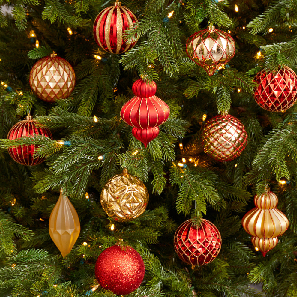 Holiday Lux Shatterproof, 12 Count Xmas Tree Ornaments, 100mm W/ Re-Useable Box