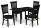 5Pc Dinette Set 4 Wood Dining Chairs, Butterfly Leaf Dining Table, Black