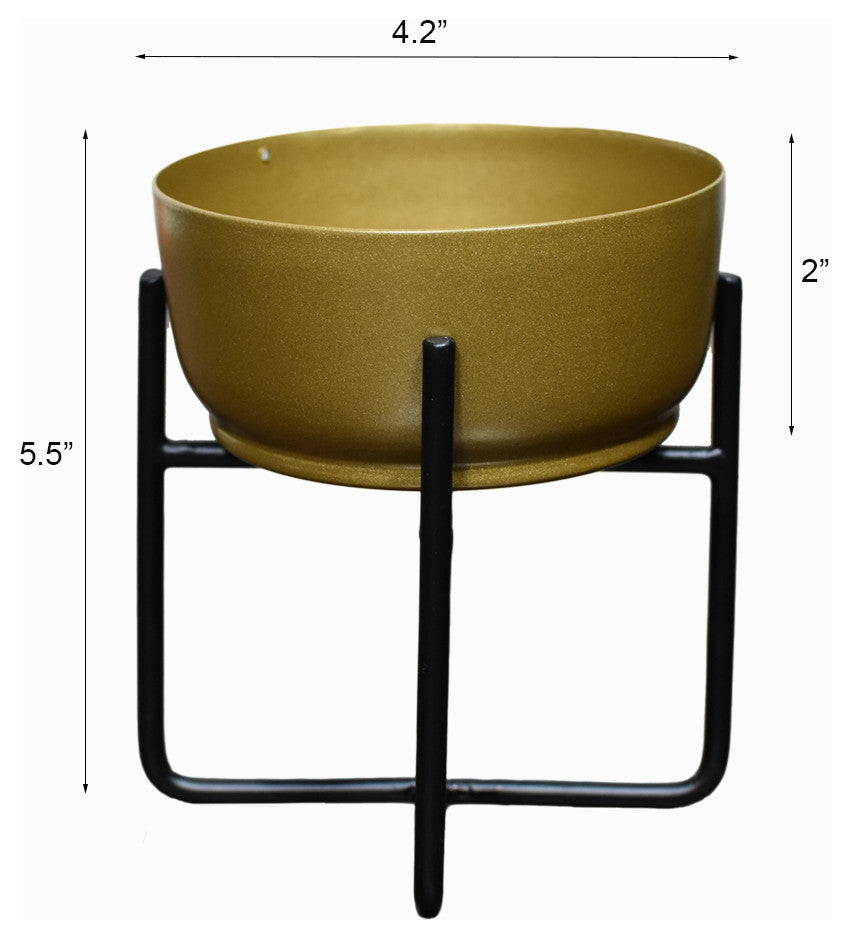 Handmade 100% Iron Round Modern Planters Pot, Gold
