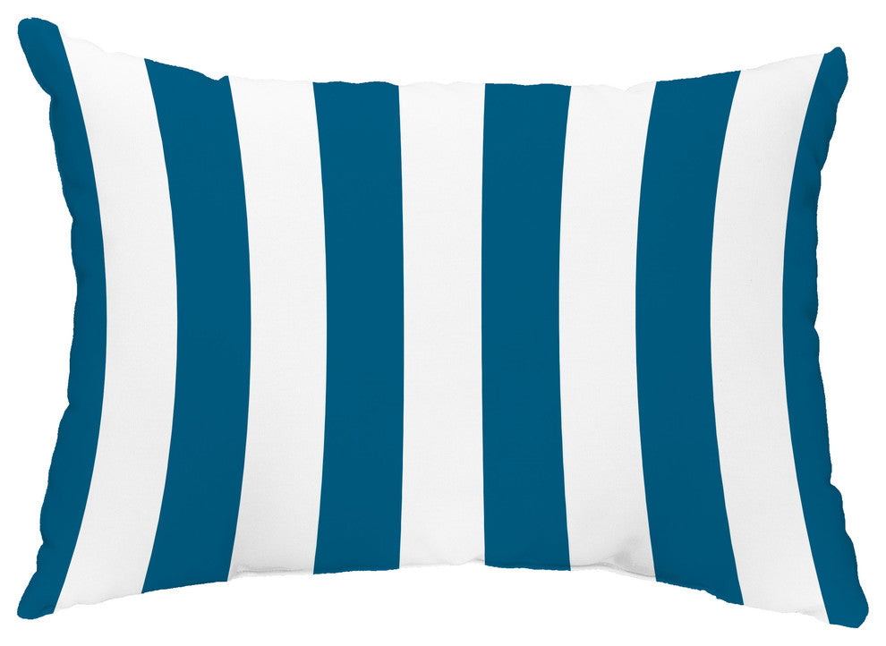 Rugby Stripe 14"x20" Decorative Stripe Outdoor Pillow, Teal