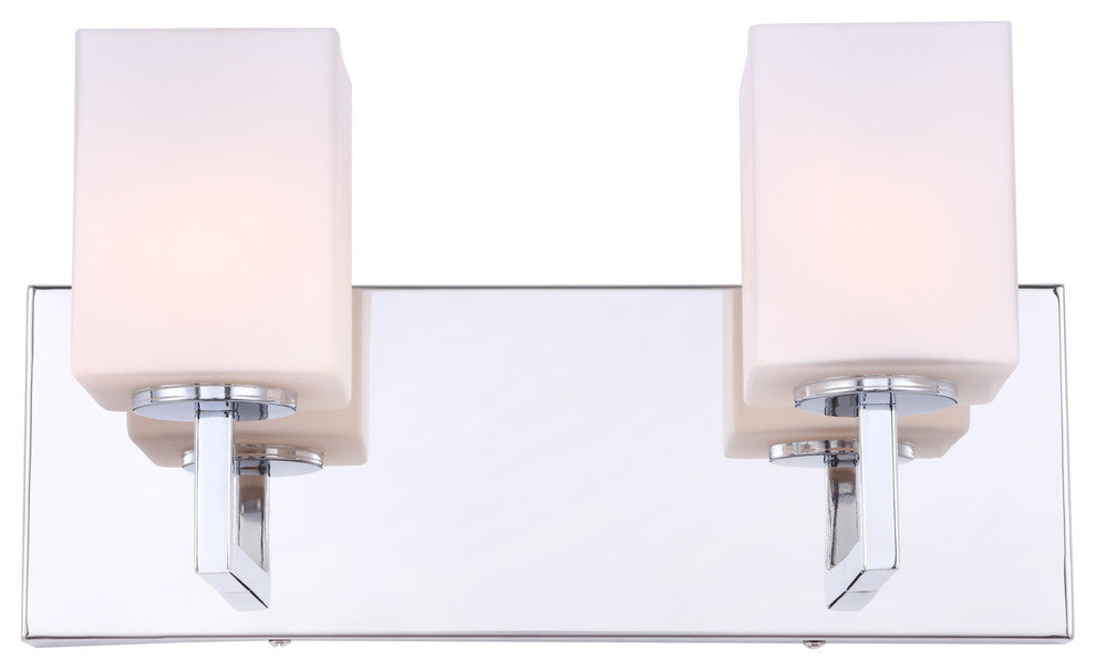 Woodbridge Candice Bath/Wall, 2-Light, 13.75"W, Opal Square Glass, Halogen