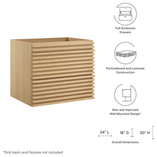 Render 24" Wall-Mount Bathroom Vanity Cabinet, Oak