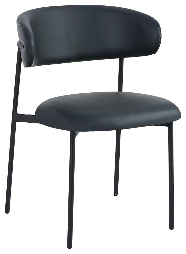 Lupita Vegan Leather Dining Chair, Set of 2, Black, Matte Black Finish