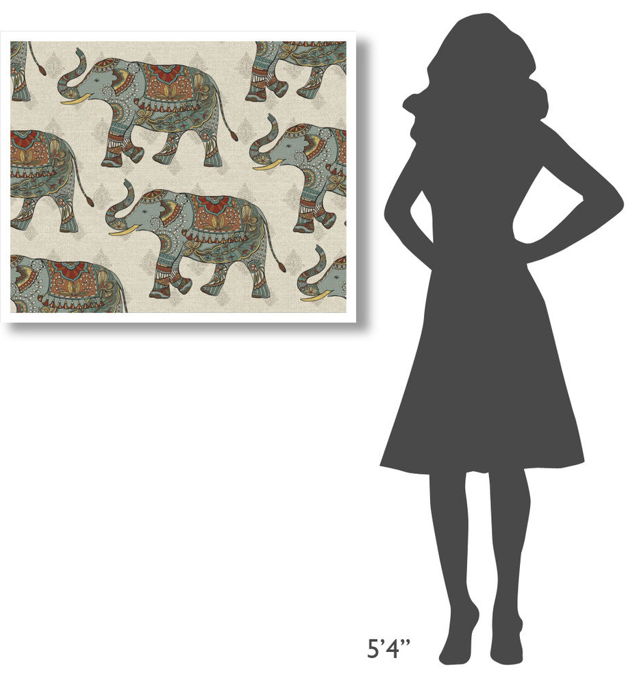 "Elephant Caravan Pattern" Digital Paper Print by Daphne Brissonnet, 37"x30"