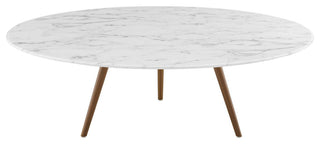 Lippa 47" Round Artificial Marble Coffee Table with Tripod Base