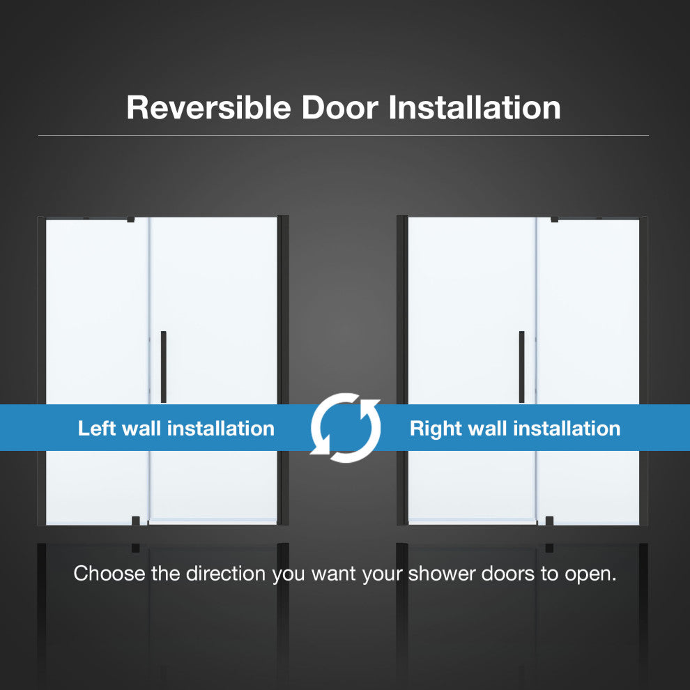 Pasadena 57 1/16-59 1/16"Wx72"H Alcove Pivot Shower Door Black