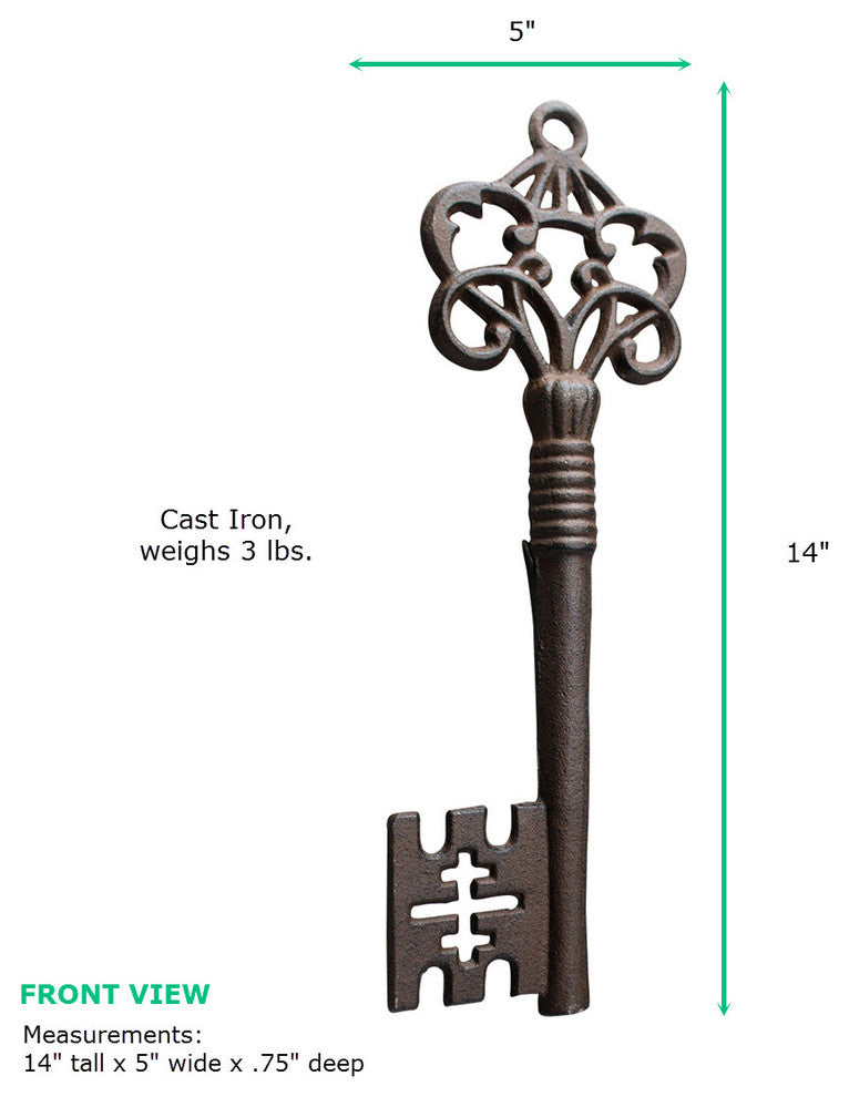 Cast Iron Skeleton Key, Rustic Bronze
