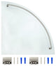 MODONA's 9.5" Glass Corner Shelf With Rail, Satin Nickel