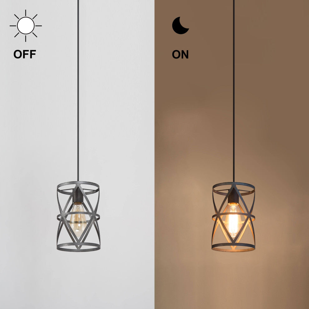 LALUZ 6-in Black Sweep Silver Industrial Mini Pendant Light