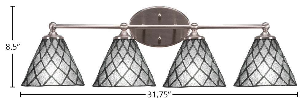 Capri 4-Light Bath Bar, Brushed Nickel/Diamond Ice Art