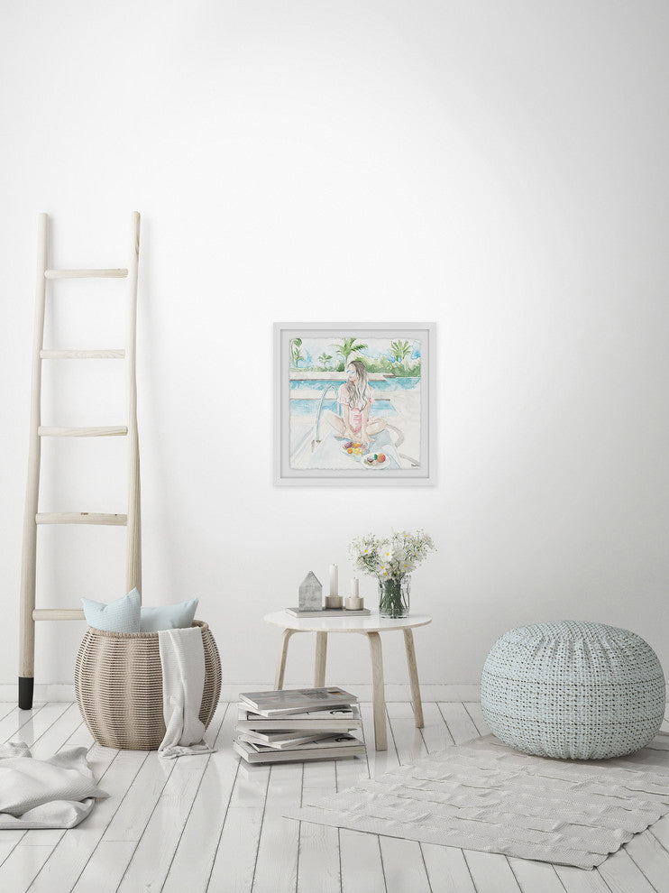 "Snacks by the Pool" Framed Painting Print, 24"x24"