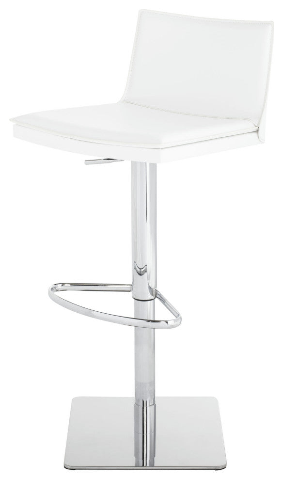 Palma Adjustable Bar Stool, Modern Counter Stool White Leather