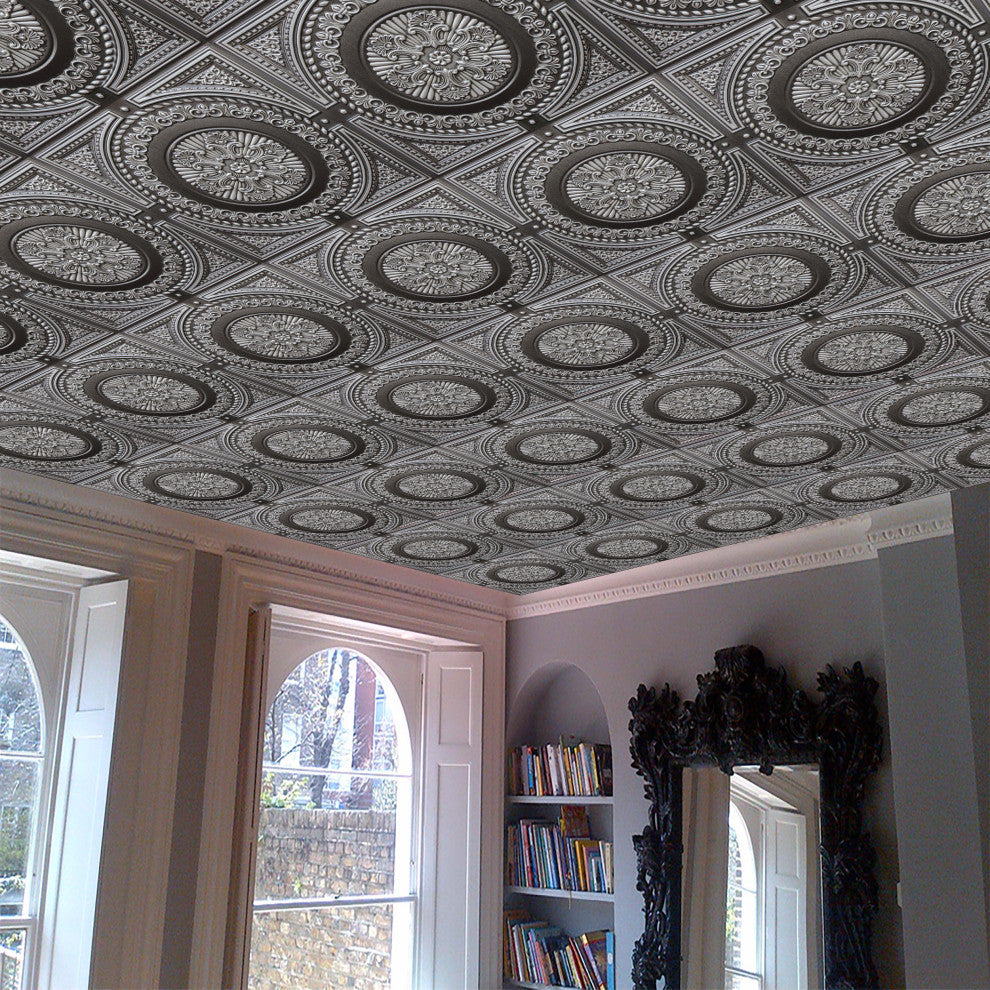 Antique Silver 3D Ceiling Panels, 2'x2', 40 Sq Ft, Pack of 10