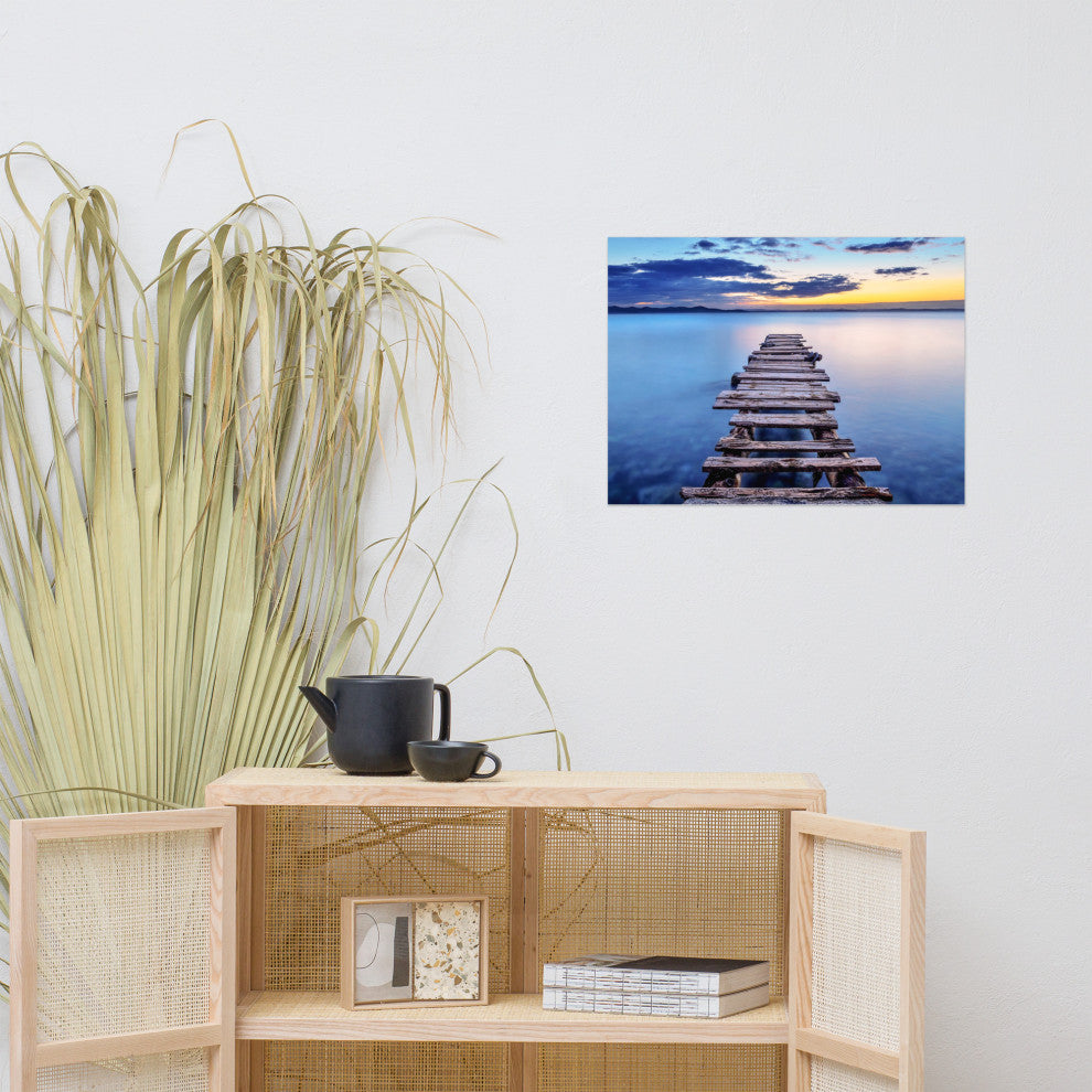 Old Weathered Lake Pier at Sunset Landscape Photo Loose Wall Art Prints, 18" X 24"