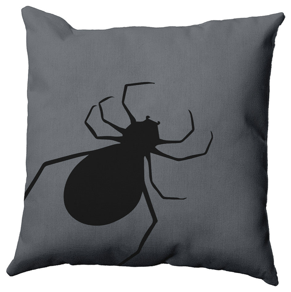 20"x20" Big Spider Decorative Throw Pillow, Steel Gray