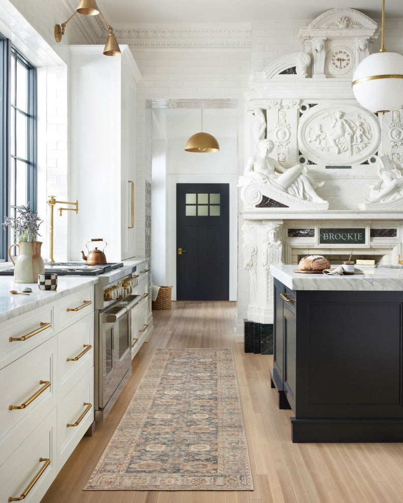 Margot Oriental Ocean/Spice Area Rug, 2'6"x9'6"