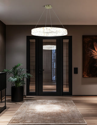 LumenAria Medley LED Alabaster Rocks Ring Pendant 32"