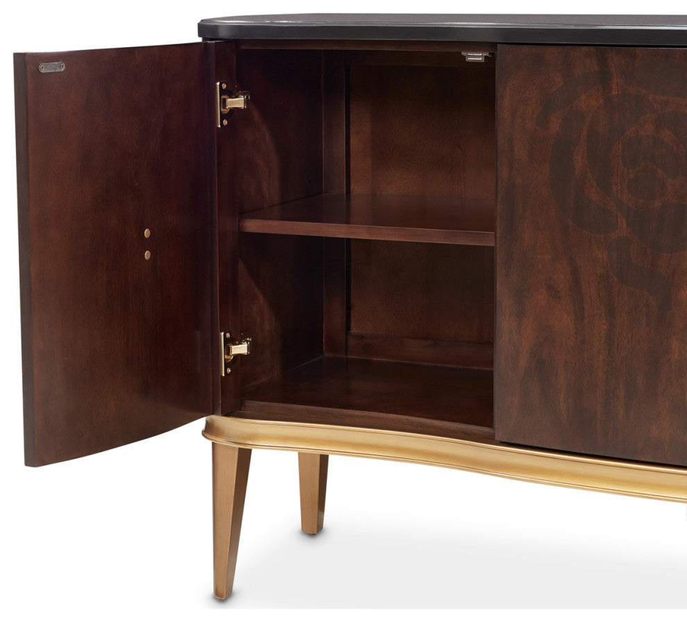 Camellia Field Sideboard With Mirror, Warm Pecan