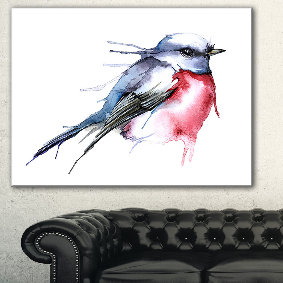 "Bird in Blue and Red" Canvas Print, 32"x16"