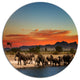 Herd Of Elephants Watering In Savanna, African Round Metal Artwork, 38"