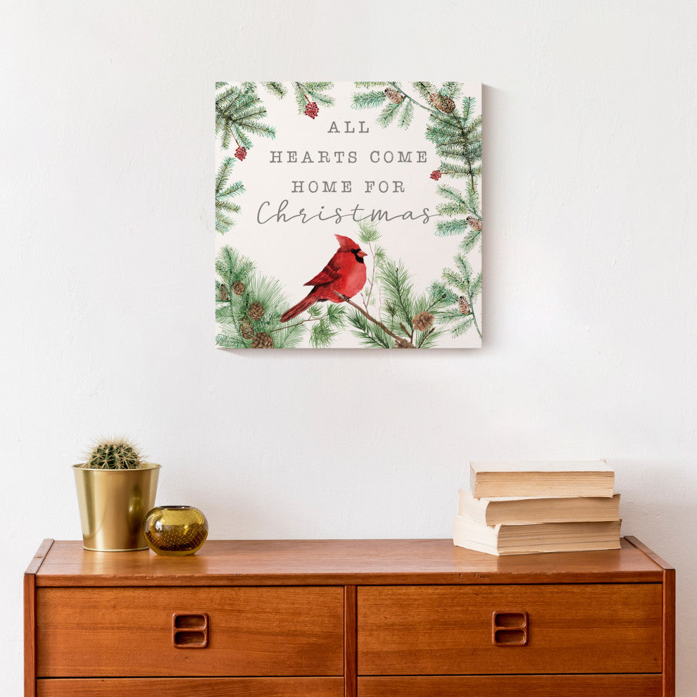 Hearts Come Home For Christmas 12x12 Canvas Wall Art