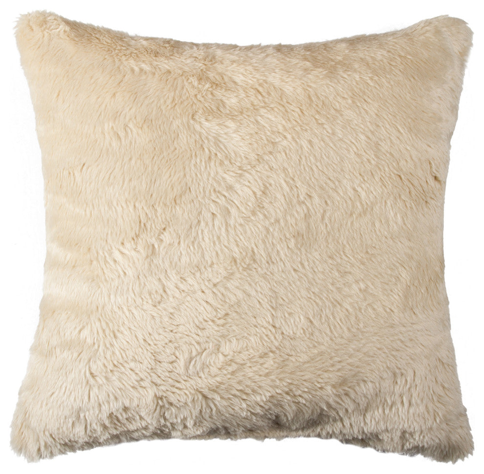 20"x20" Belton Faux Fur Pillow, Sand