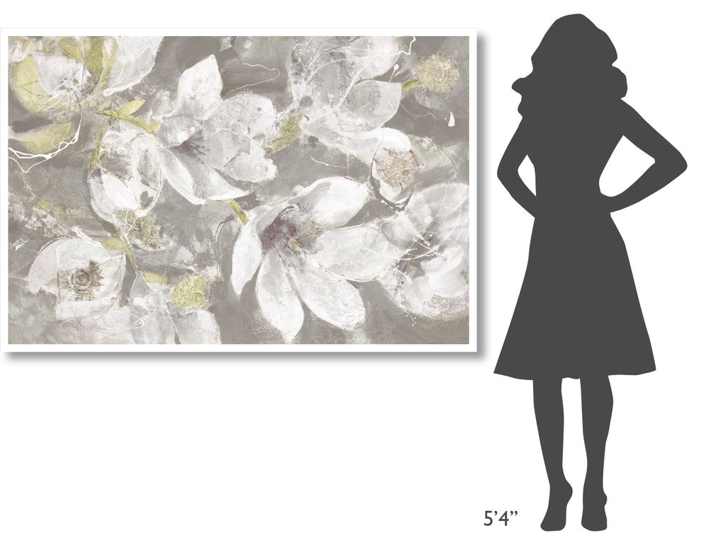 "Magnolias in Bloom Greige" Digital Paper Print by Albena Hristova, 62"x42"