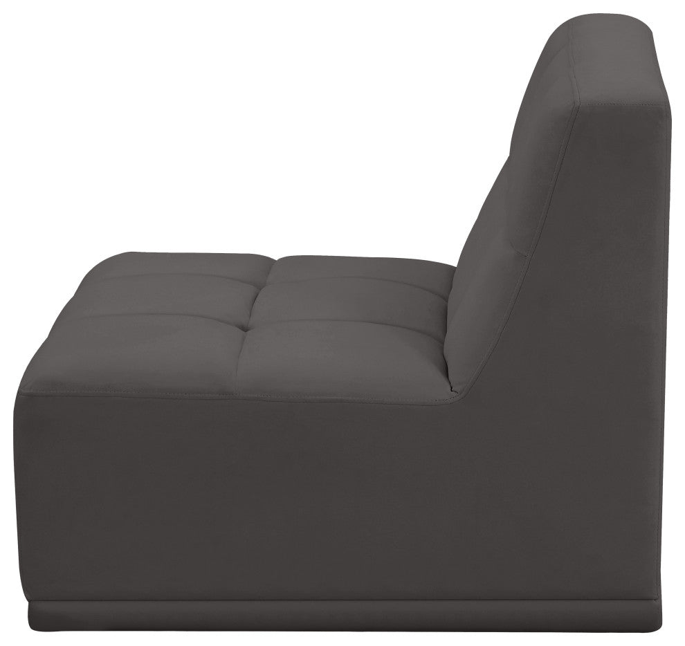 Relax Velvet Upholstered Armless Chair, Grey