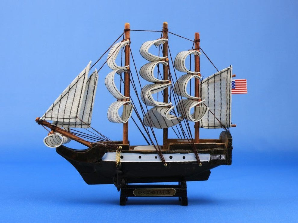 USS Constitution 7'', Wooden Model Ship, Old Ironsides, Nautical Decoration