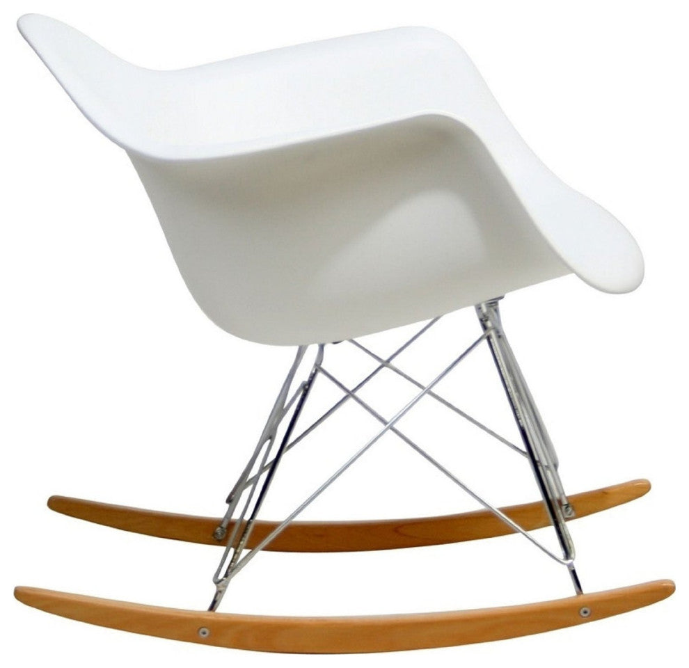 Molded Modern Rocking Armchair Lounge Cradle Arm Chair White