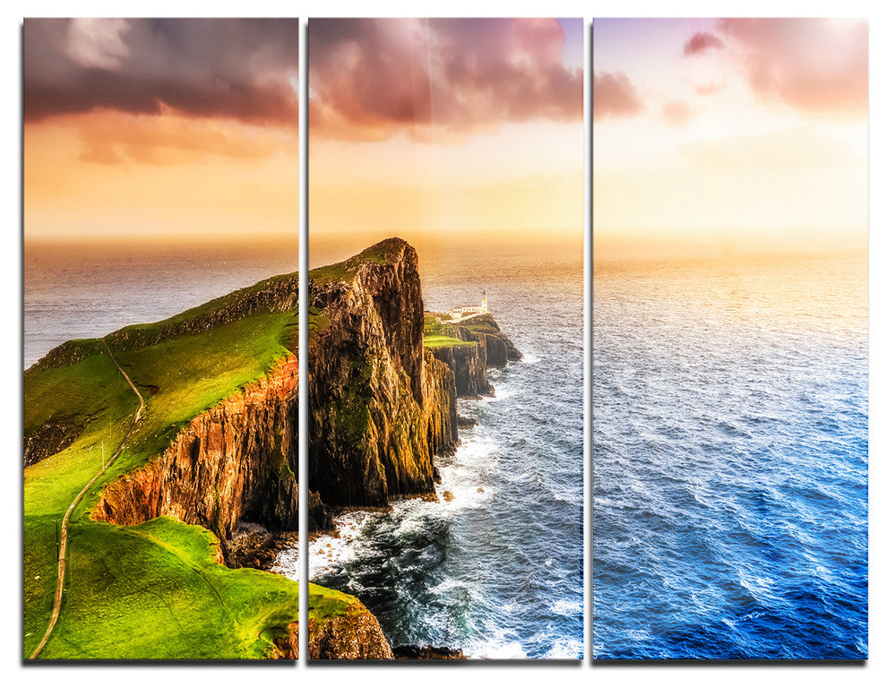 "Ocean Cost at Sunset" Photography Metal Wall Art, 3 Panels, 36"x28"