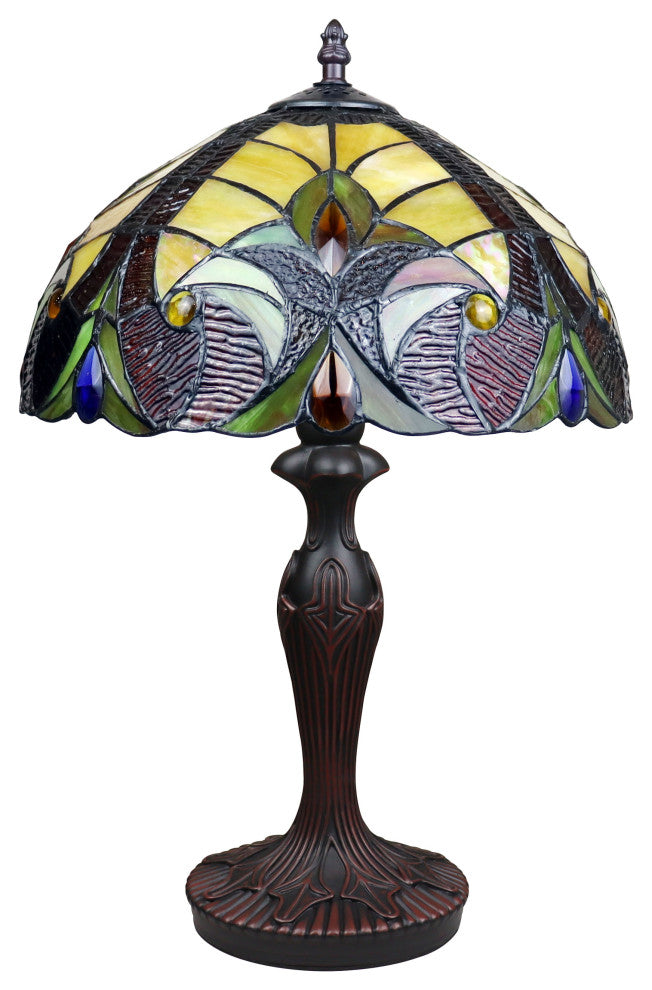 Adia Tiffany-Style 1-Light Victorian Accent Table Lamp 12" Shade