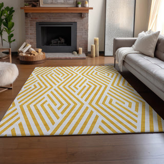 Premium Machine Washable Mayfield AMF550 Yellow 3' x 5' Rug