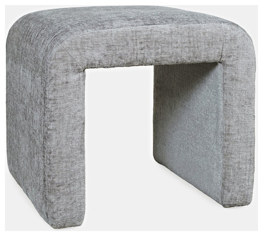 Luxury Curved Upholstered Waterfall Jacquard Petite Ottoman Bench - Set of 2