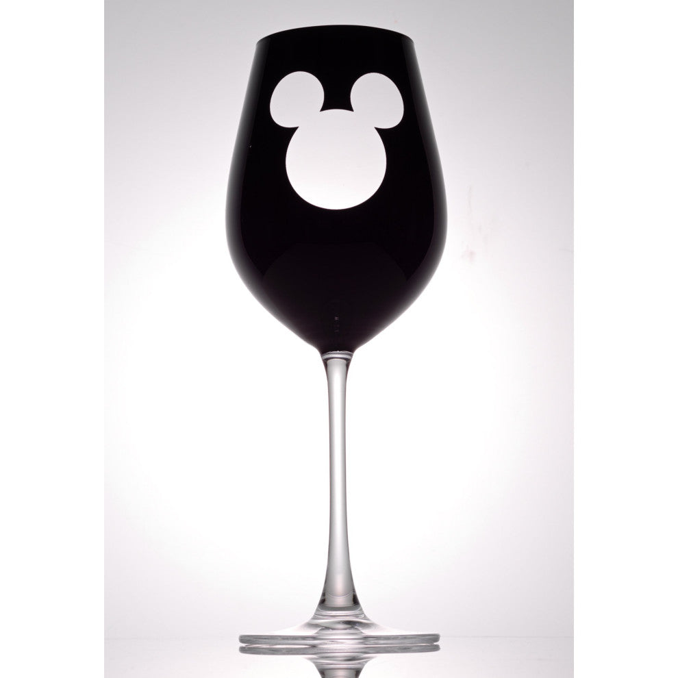 Disney Luxury Mickey Mouse Crystal Stemmed White Wine Glass 16 oz Set of 2