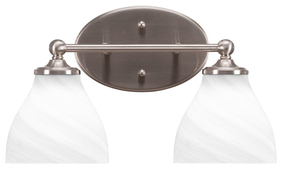 Capri 2-Light Bath Bar, Brushed Nickel/White Marble
