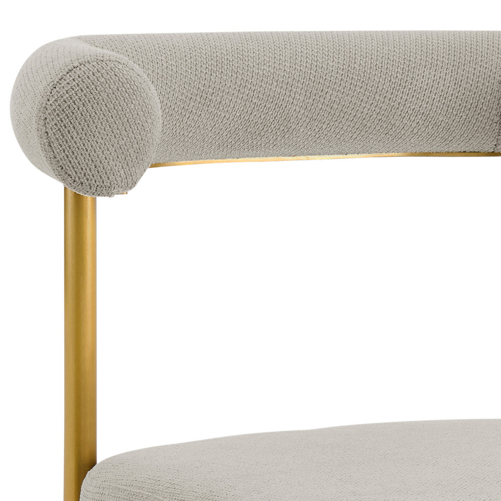 Shannon Gold Brushed Stainless Steel and Taupe Fabric  Dining Chairs, Set of 2