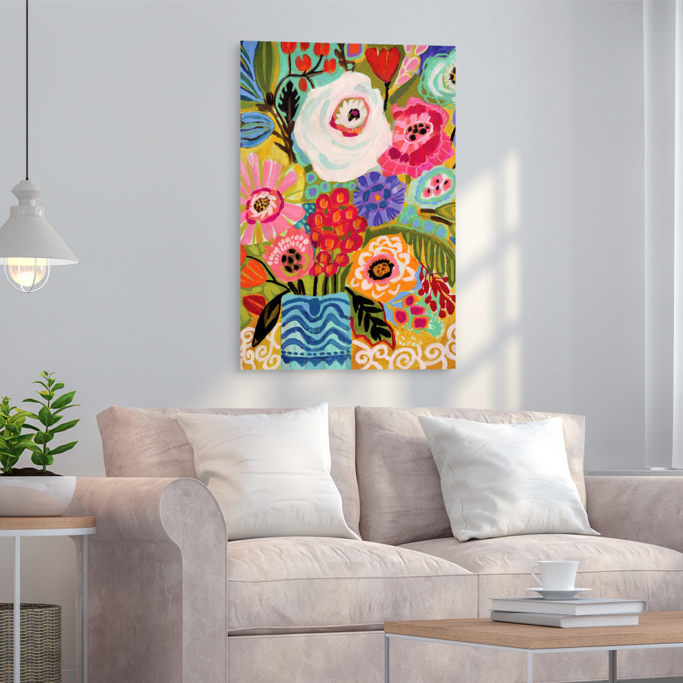 "Fresh Flowers in Vase" Glass Wall Art Free Floating Tempered Glass Print