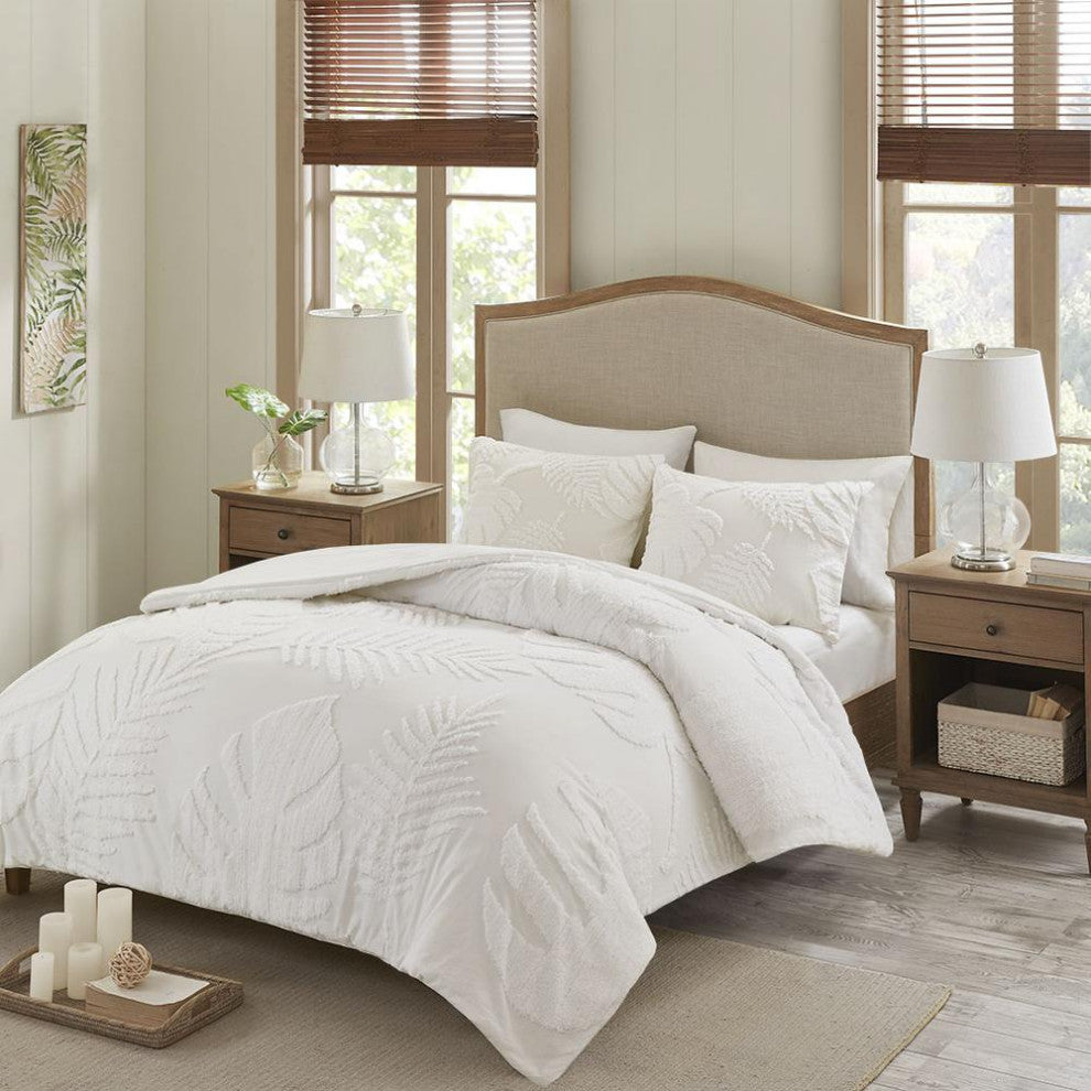 100% Cotton Chenille Palm Duvet Cover Set WithTufted Technique, MP12-6223