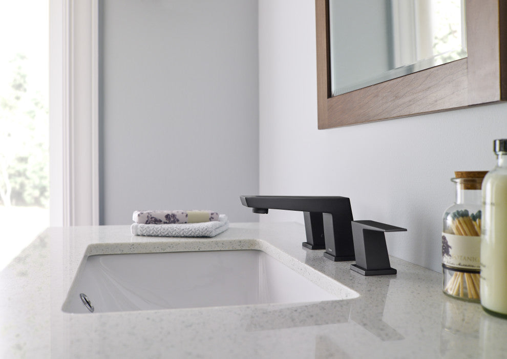 Mid-Town Two Handle Widespread Lavatory Faucet, Satin Black