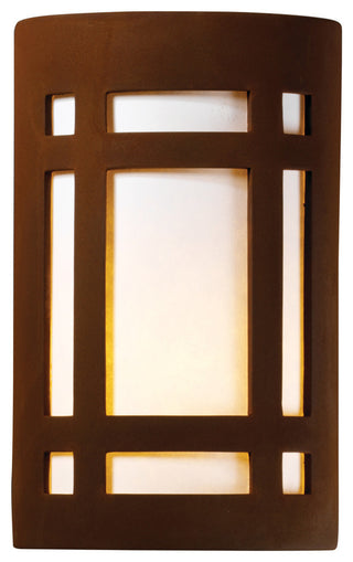 Ambiance Small Craftsman Window, Outdoor Wall Sconce, Rust, White