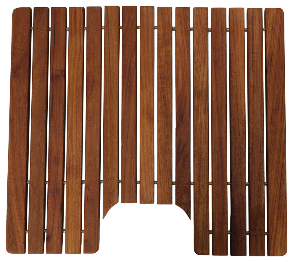 Peter Genuine Solid Teak Wood Toilet Mat, 20"x18"