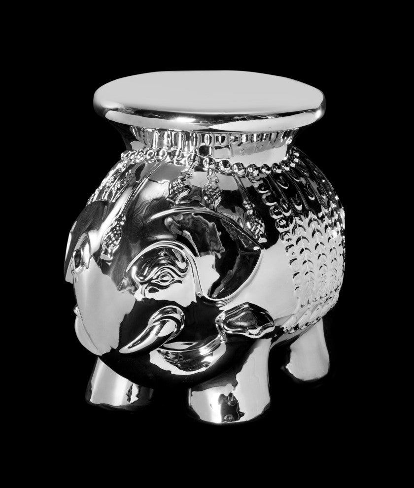 Safavieh Ceramic Elephant Stool, Silver