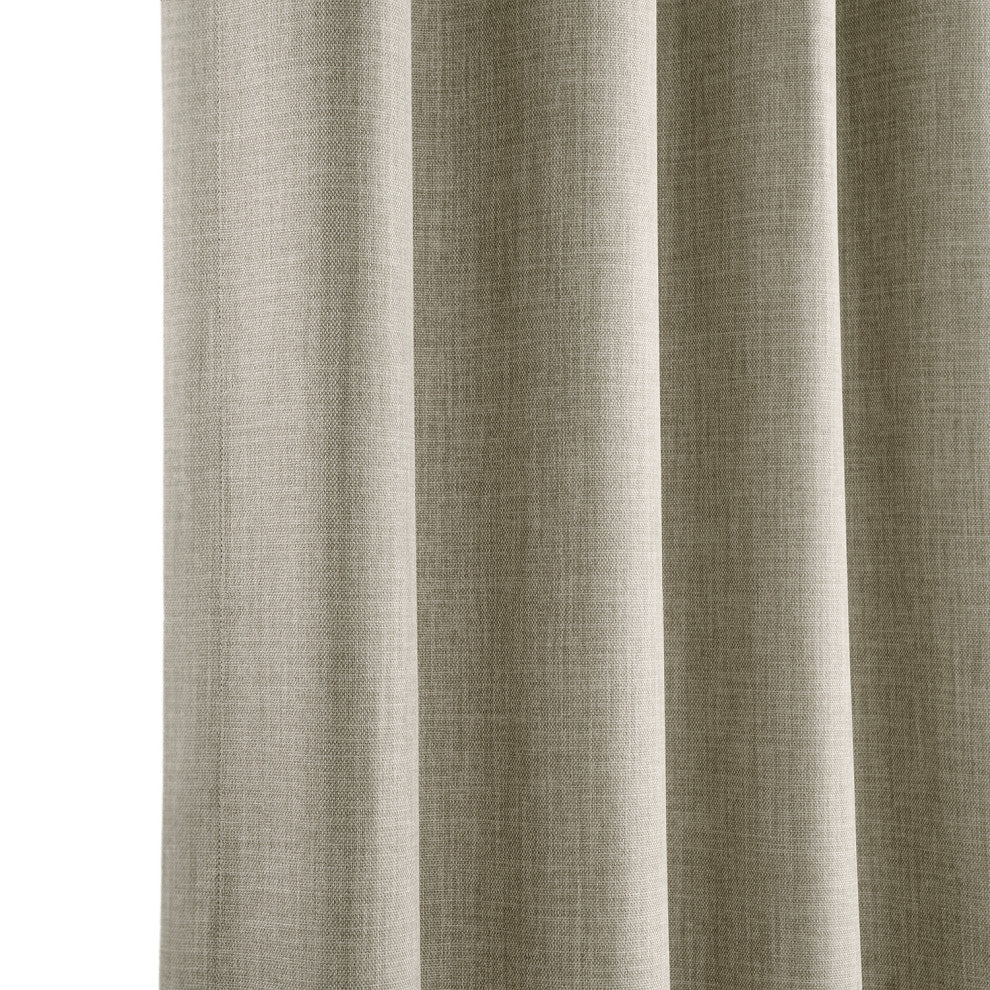 Faux Linen Grommet Room Darkening Curtain Single Panel, Oatmeal, 50"x84"
