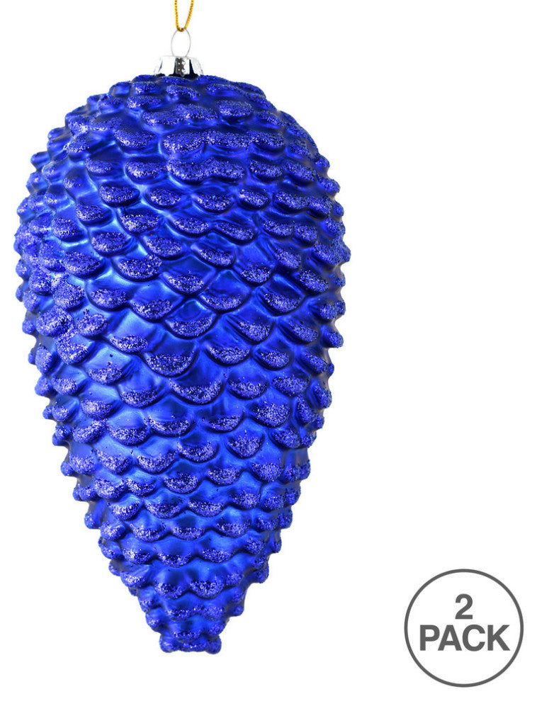 Vickerman N187322D 10" Cobalt Blue Matte Glitter Pinecone Christmas Ornament