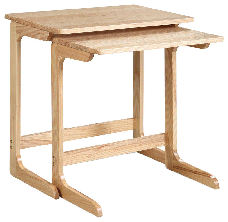 2-Piece Savannah Contemporary Stacking TV Table Tray Set, Natrual Gray